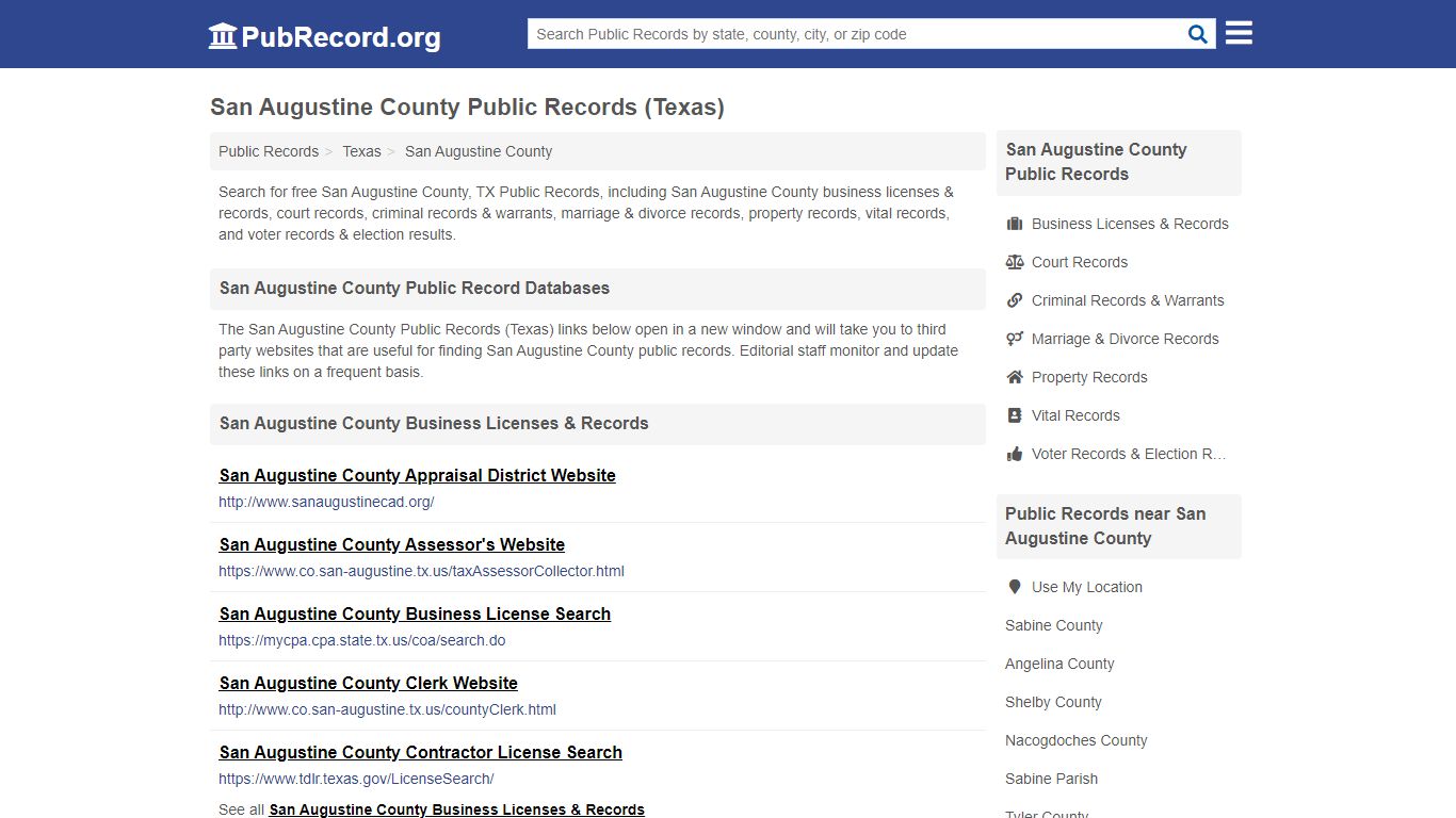 San Augustine County Public Records (Texas) - PubRecord.org