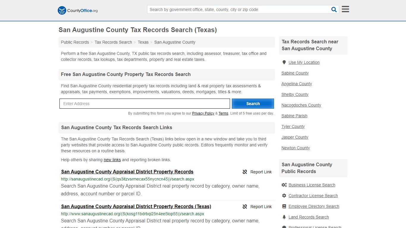 San Augustine County Tax Records Search (Texas) - County Office